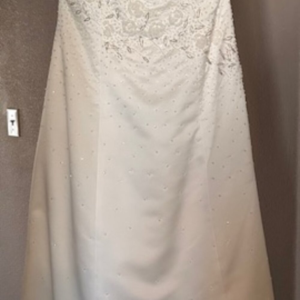 Strapless Formal Satin full-length dress with tulle lining.